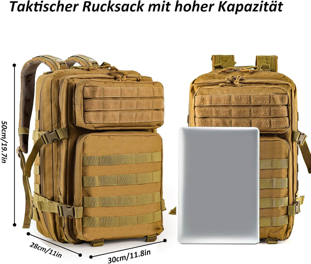 TANTOMI Taktischer Rucksack, 45L Militär Rucksack, Outdoor Rucksack, Travel Backpack, Tactical Backp