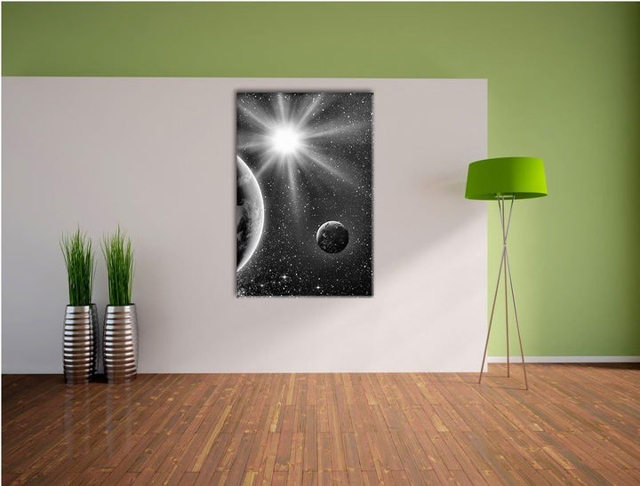 Pixxprint Monocrome, Erde im Weltall, Format: 100x70 auf Leinwand, 100x70