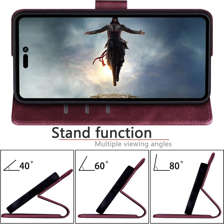 SUANPOT [RFID Schutz für iPhone 14 Pro Max 6.7" Hülle PU Leder Handyhülle Lederhülle Klapphülle Kart