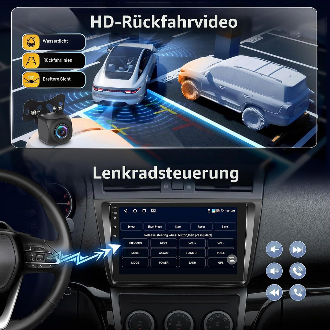 Android Autoradio für Mazda 6 GH 2007-2012 mit Kabellosem CarPlay &amp; Android Auto, 9 Zoll Bildschirm
