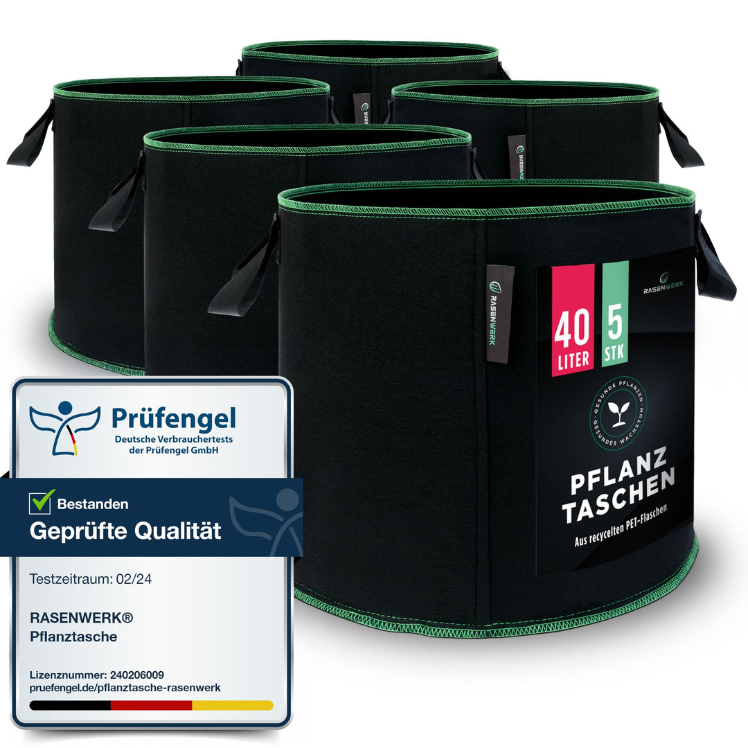 40 Liter Pflanztasche aus Vliesstoff - Pflanzsack für Garten, Gewächshaus &amp; Balkon - Pflanzbeutel fü