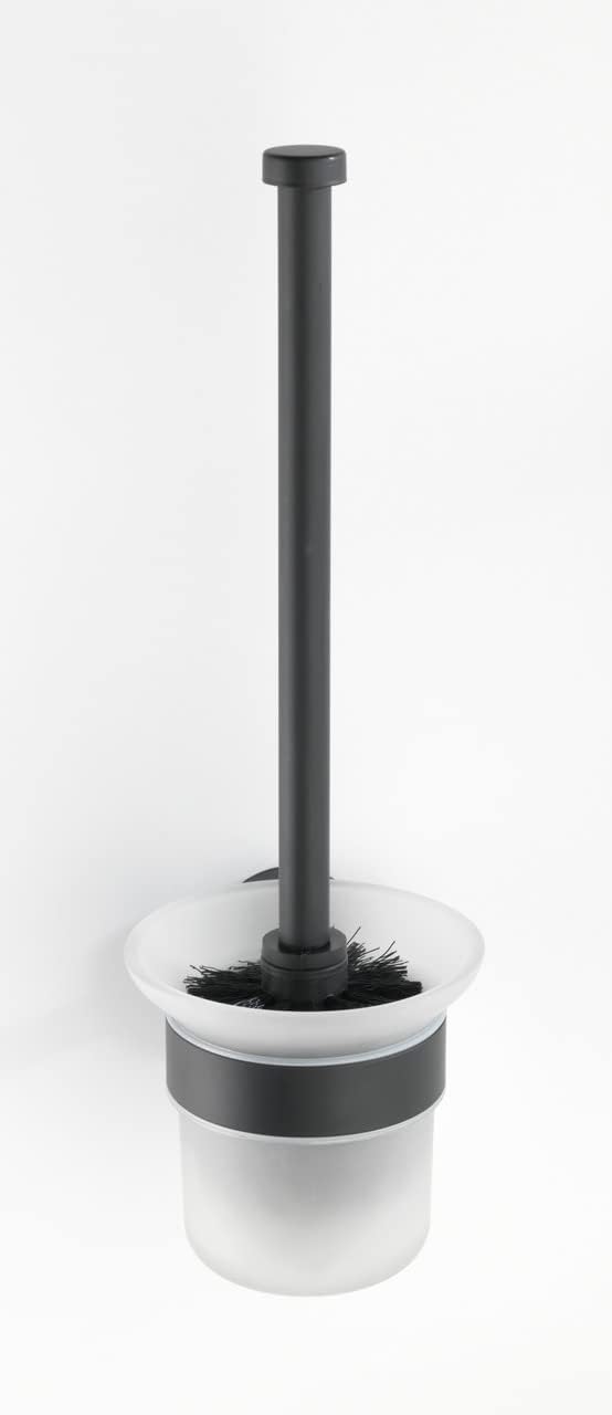 WENKO WC-Garnitur Bosio offen Edelstahl Black matt - WC-Bürstenhalter, Edelstahl rostfrei, 10 x 35 x