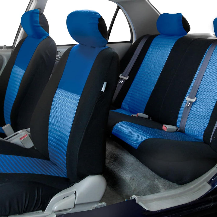 FH GROUP FB060115 Trendy Elegance Full Set car seat Covers (Airbag & Split Ready), Blue, Blue