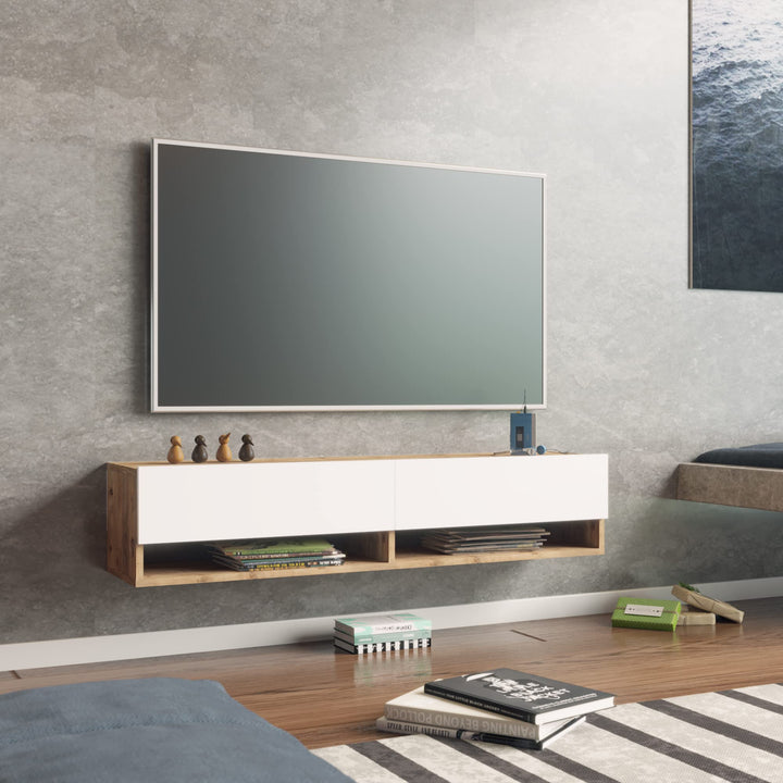 [en.casa] TV Board Laitila TV Schrank mit 2 Ablagen 2 Schranktüren Lowboard Fernsehtisch 140 x 31,5