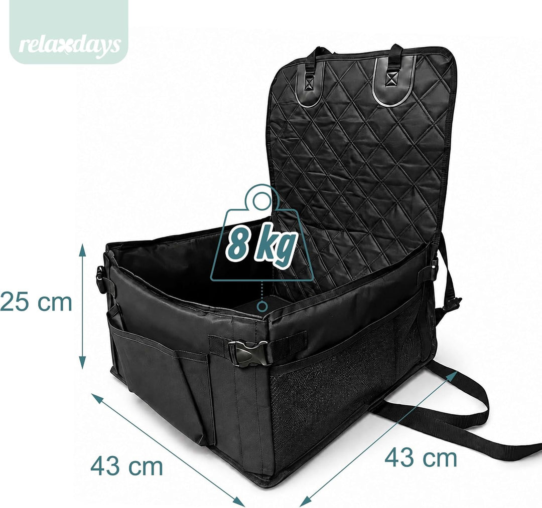 Relaxdays Hundeautositz, kleine Hunde bis 8 kg, faltbar, Hundebett Auto, stabil, HBT: 25x43x43 cm, A