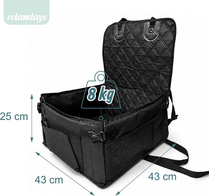 Relaxdays Hundeautositz, kleine Hunde bis 8 kg, faltbar, Hundebett Auto, stabil, HBT: 25x43x43 cm, A