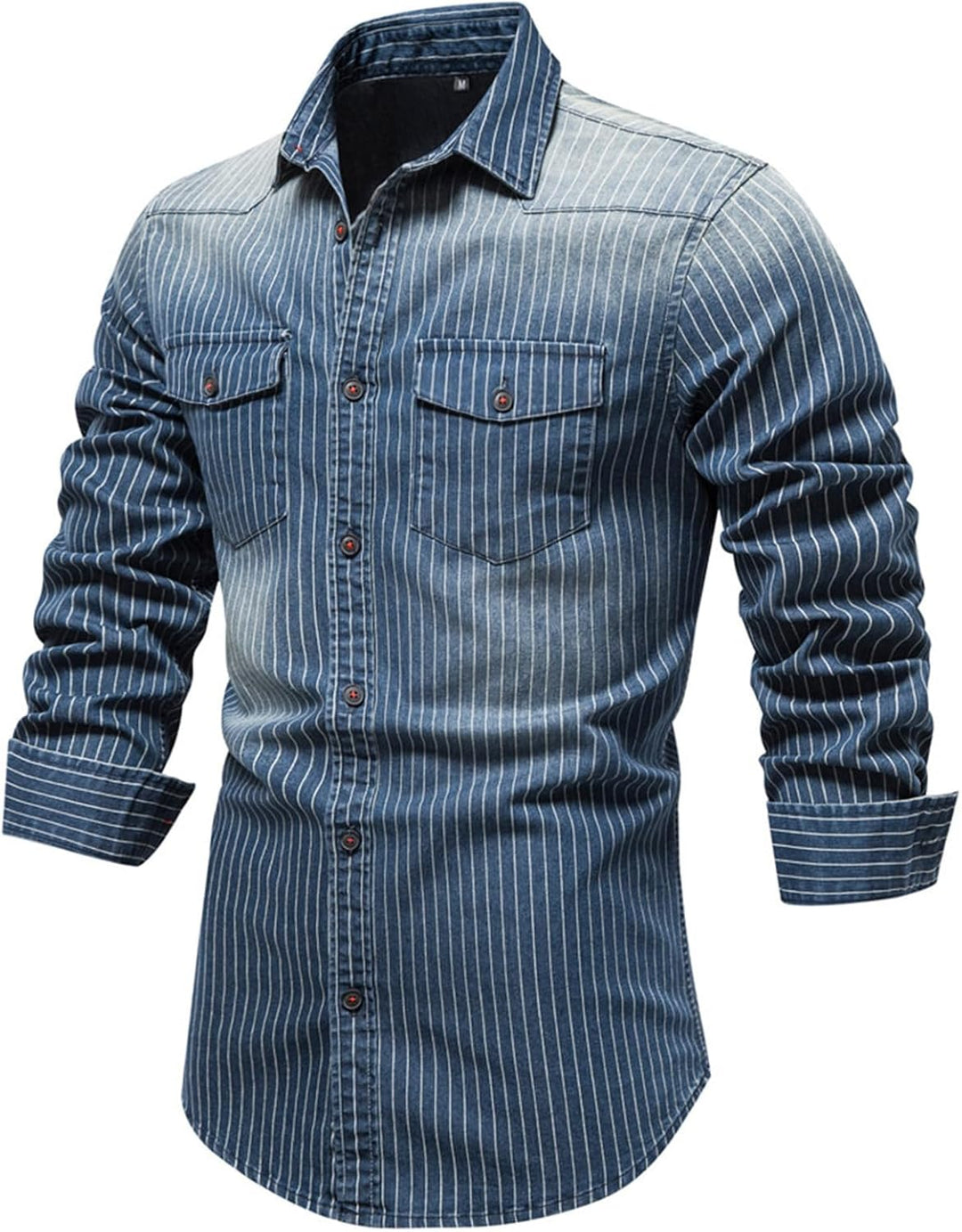 HOTIAN Herren Hemden, Herren Denim Shirt Langarmhemd,Freizeithemd Regular Businesshemd,Slim-Fit-Herr