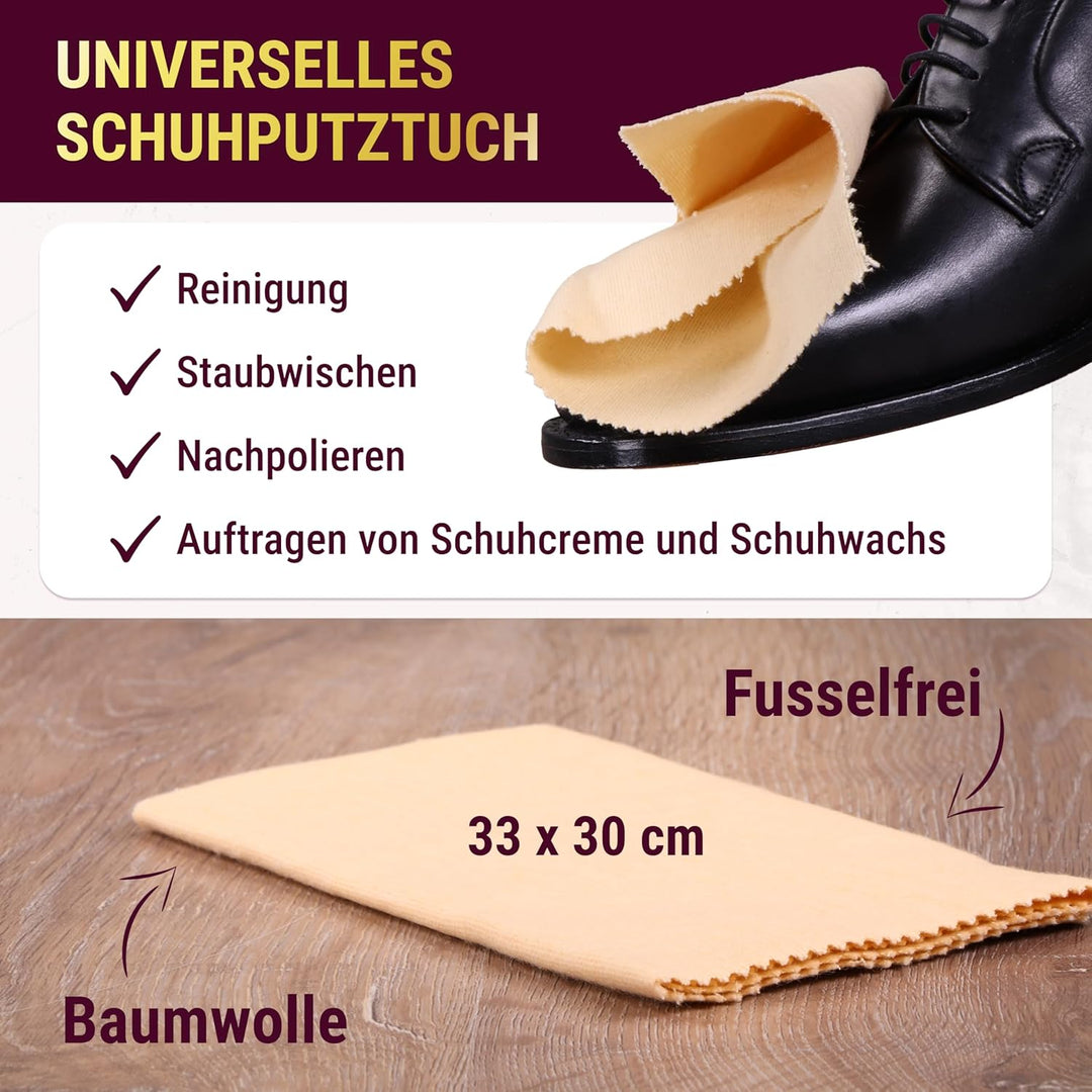 Schuhputzset Leder 9tlg Schuhputzkasten Milano I Rosshaar Schuhbürste -Tiegelbürste und extra weiche