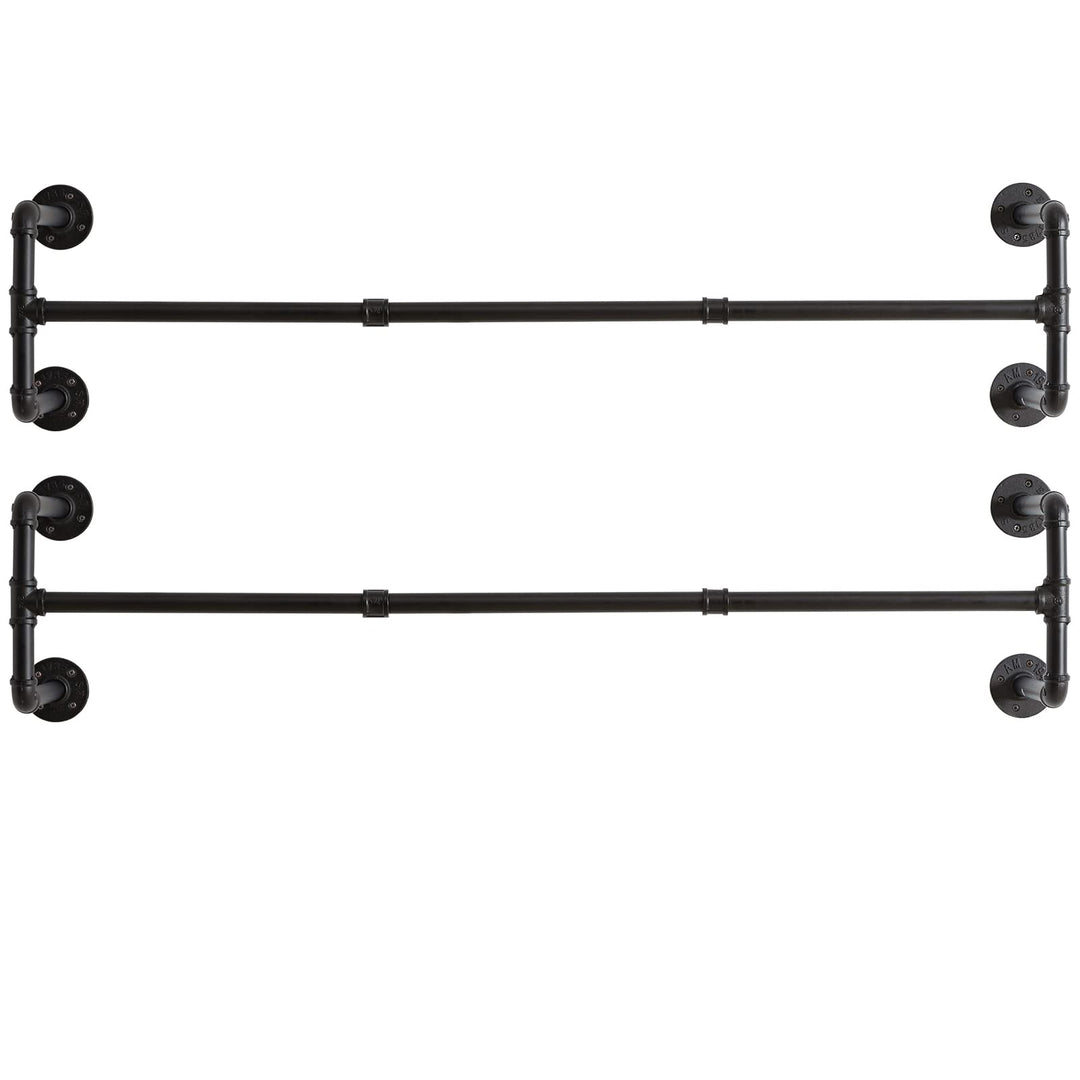 IBUYKE 127cm Kleiderstange Wandmontage 2er Set, Metall Industrial Garderobenstange Wandmontage mit 6