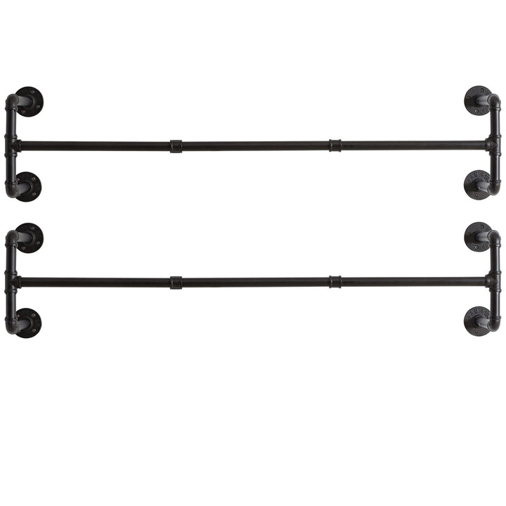 IBUYKE 127cm Kleiderstange Wandmontage 2er Set, Metall Industrial Garderobenstange Wandmontage mit 6