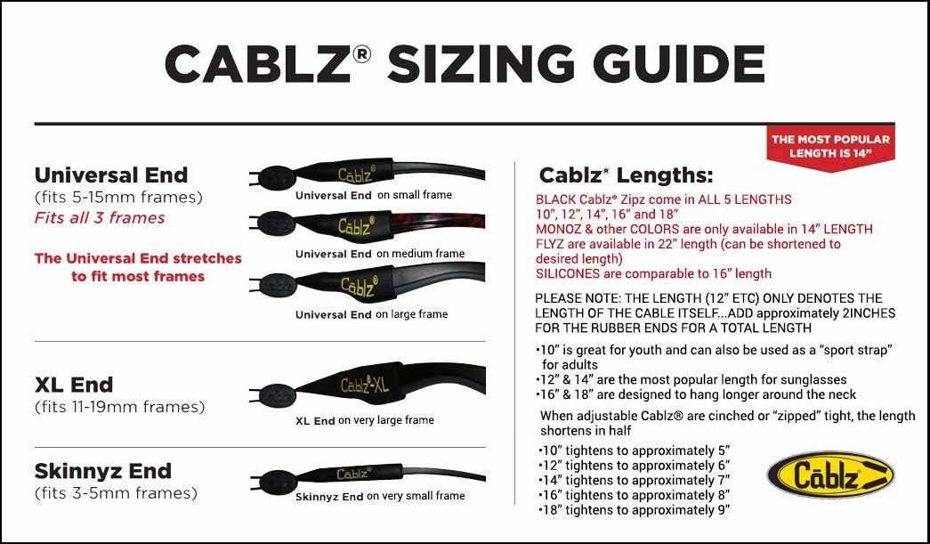 Cablz Zipz Eyewear Retainer 14-Inch/X-Large Schwarz, 14-Inch/X-Large Schwarz