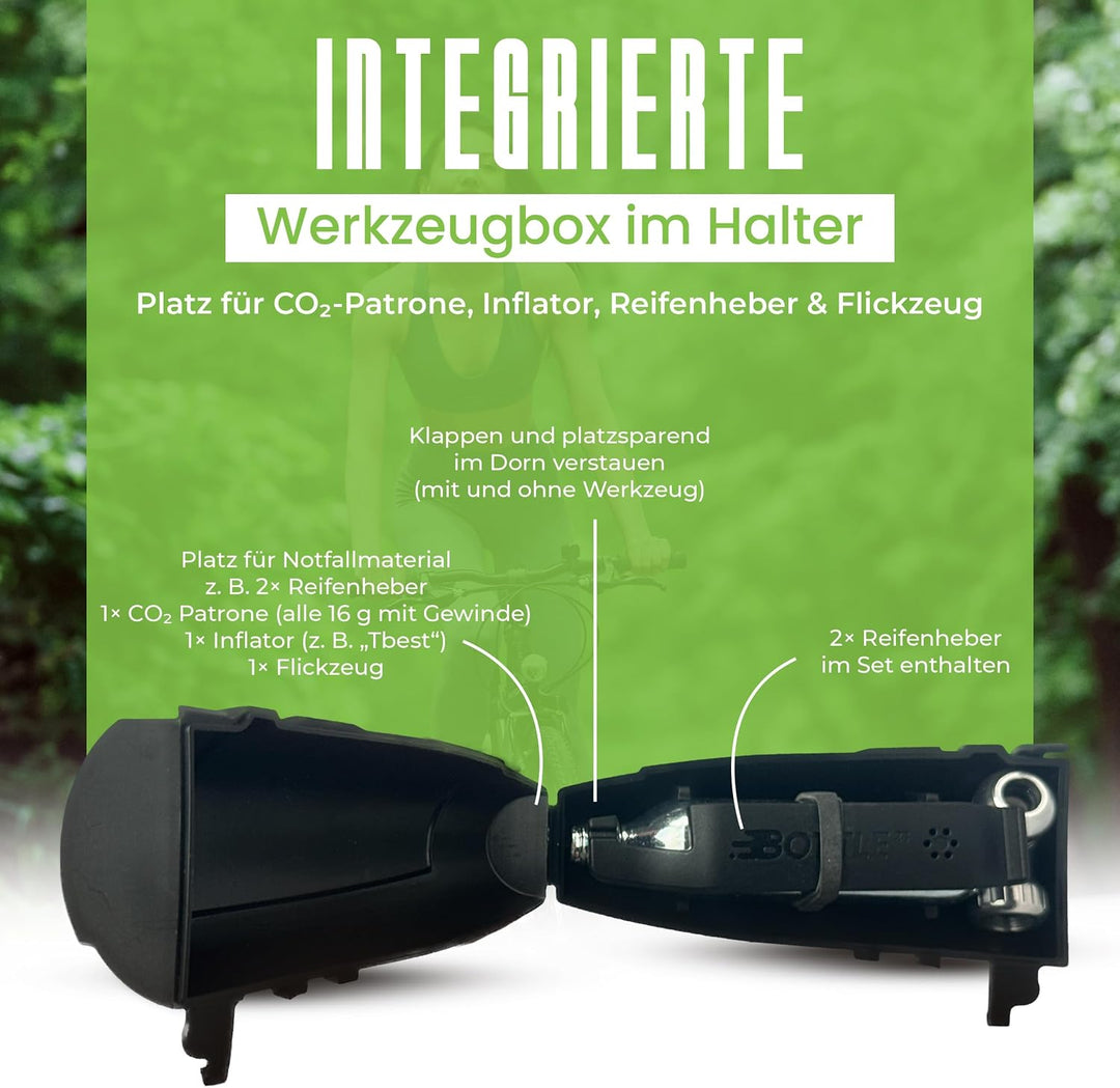 700 ml Fahrrad-Trinkflasche mit magnetischem Flaschenhalter & integrierter Werkzeugaufbewahrung | Ma