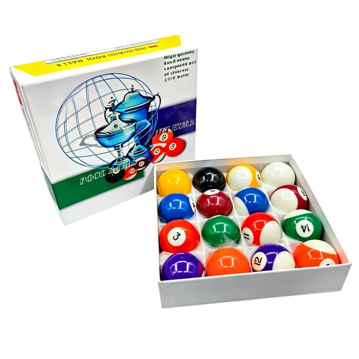 BORDEAG Billardkugeln Set, 16 Stück 52,5mm Billiard Pool Balls, Hochwertiges Billardkugeln Set, Phen