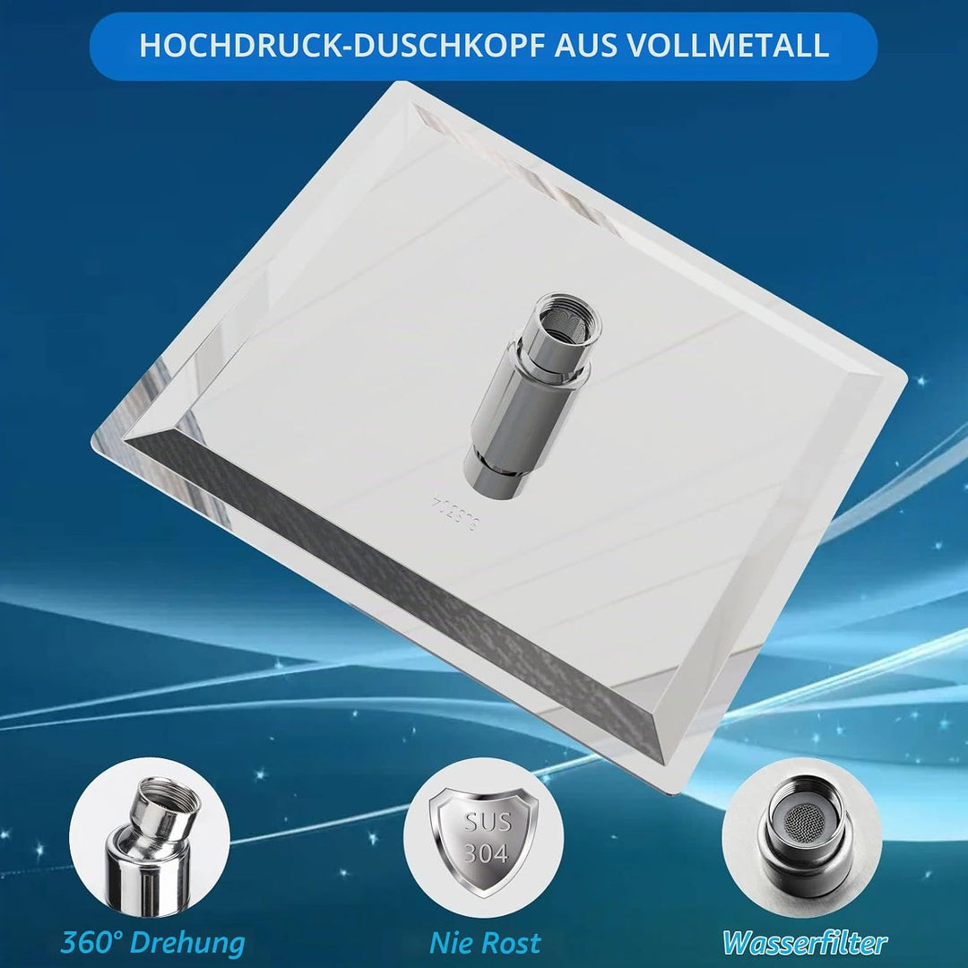 20cm Regenbrause - Voolan Quadrat Hochdruck Duschkopf aus Edelstahl 304 - Komfortables Duscherlebnis