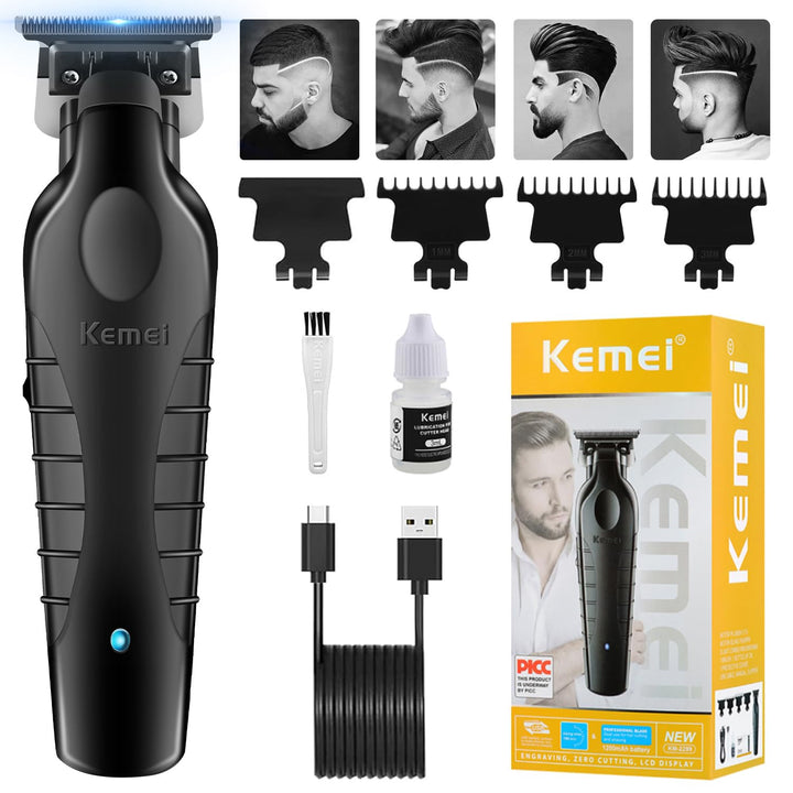 KEMEI 2299 Trimmer, Professionelle Haarschneidemaschine für Männer, Kabelloser Zero Gap T-Klinge Bar