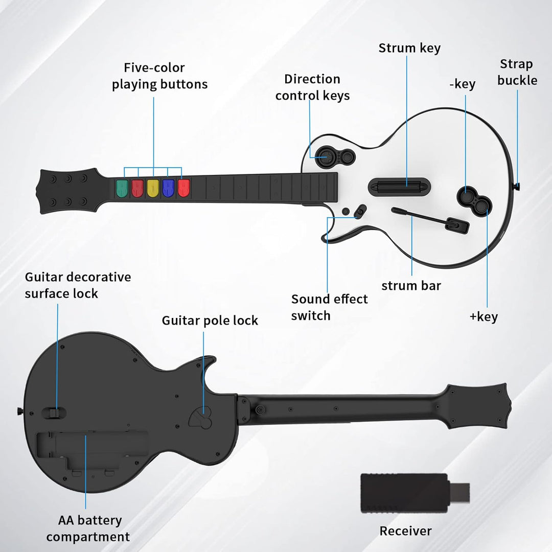 DOYO Gitarren Controller für PC und PS3 Guitar Hero Gitarre mit Riemen,Ideal für Guitar Hero, Clone