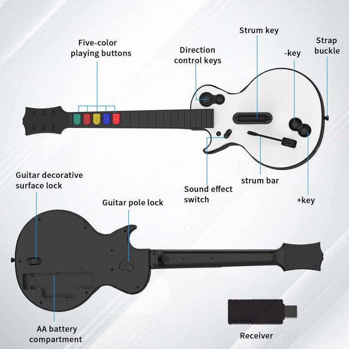 DOYO Gitarren Controller für PC und PS3 Guitar Hero Gitarre mit Riemen,Ideal für Guitar Hero, Clone