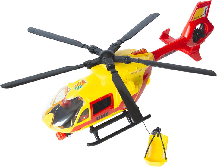 Dickie Toys - UME Rettungshubschrauber 36cm, Spielzeug Hubschrauber, Propeller an Seil, Licht und To