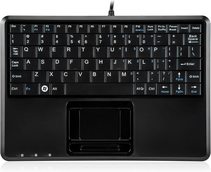 Perixx PERIBOARD-510HPLUS, Super Mini Tastatur schnurgebunden mit Touchpad und USB Hub - US English