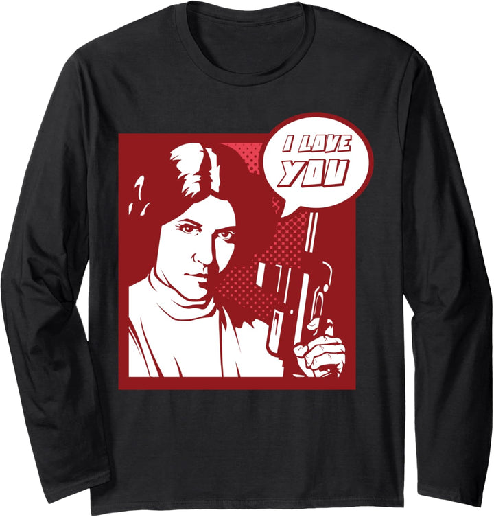Star Wars Princess Leia I LOVE YOU Comic Pop Art Langarmshirt