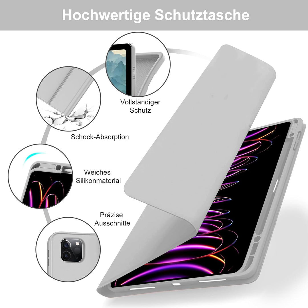 IVEOPPE Hülle mit Tastatur für iPad Pro 12,9 Zoll 6./5./4./3. Generation, Deutsches QWERTZ Layout, M