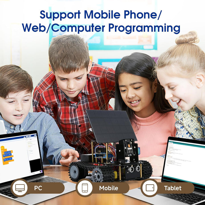 5-in-1-ESP32-Smart-Kamera-Solarroboter-Panzerwagen-Kit, STEM-Spielzeug-Robotik-Kit für Kinder im Alt