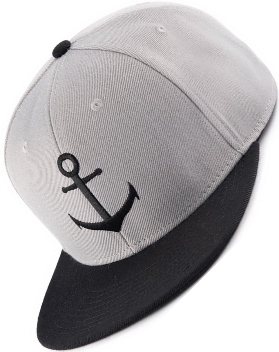 Bexxwell Snapback Cap grau/schwarz mit Anker (optimale Passform, Kappe, Black, Grey, Gray, Anchor, U