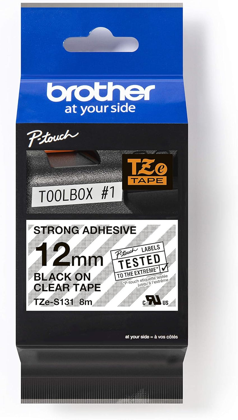 Brother Original P-touch Schriftband TZe-S131 12 mm, schwarz auf transparent (kompatibel u.a. mit Br