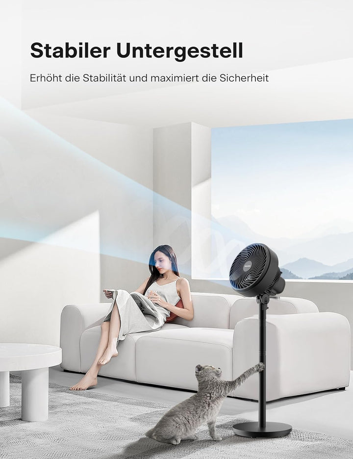 Pelonis 4 fach Höhenverstellbarer Säulenventilator Ultra Leiser Oscillierender Ventilator mit 90° Sc