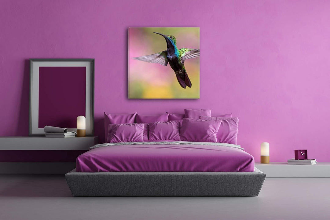 deyoli flinker Kolibri Format: 60x60 als Leinwand, Motiv fertig gerahmt auf Echtholzrahmen, Hochwert