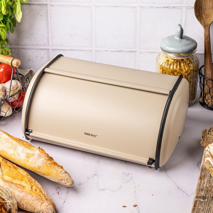 KING HOFF Brotkasten Brotbox Brotbehälter Brotdose (Beige, 44L x 27B x 18,5H cm) Beige 44 cm x 27 cm