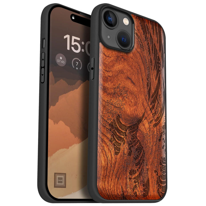 Carveit Handyhülle für iPhone 15 Plus Cover Kompatibel mit Magsafe [Holz und TPU Silikon Hybrid hüll
