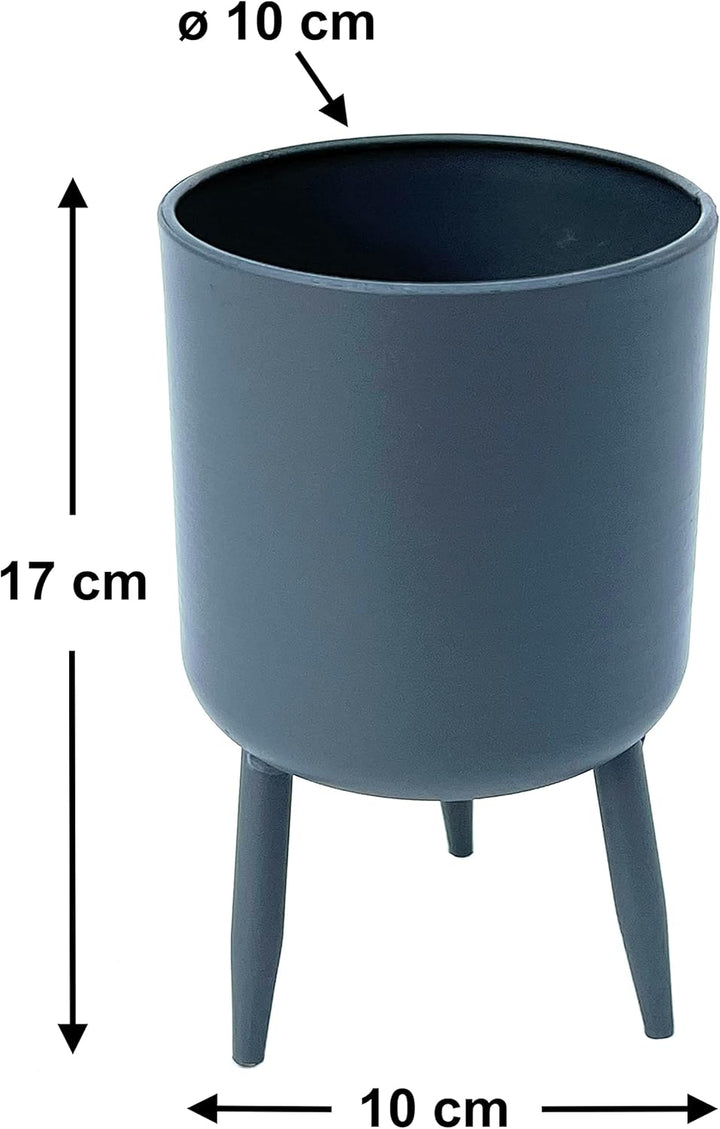 DanDiBo Blumentopf mit Füssen Pflanztopf Blumenkübel mit Beinen Metall Grau 17 cm 96260 S Modern Pfl