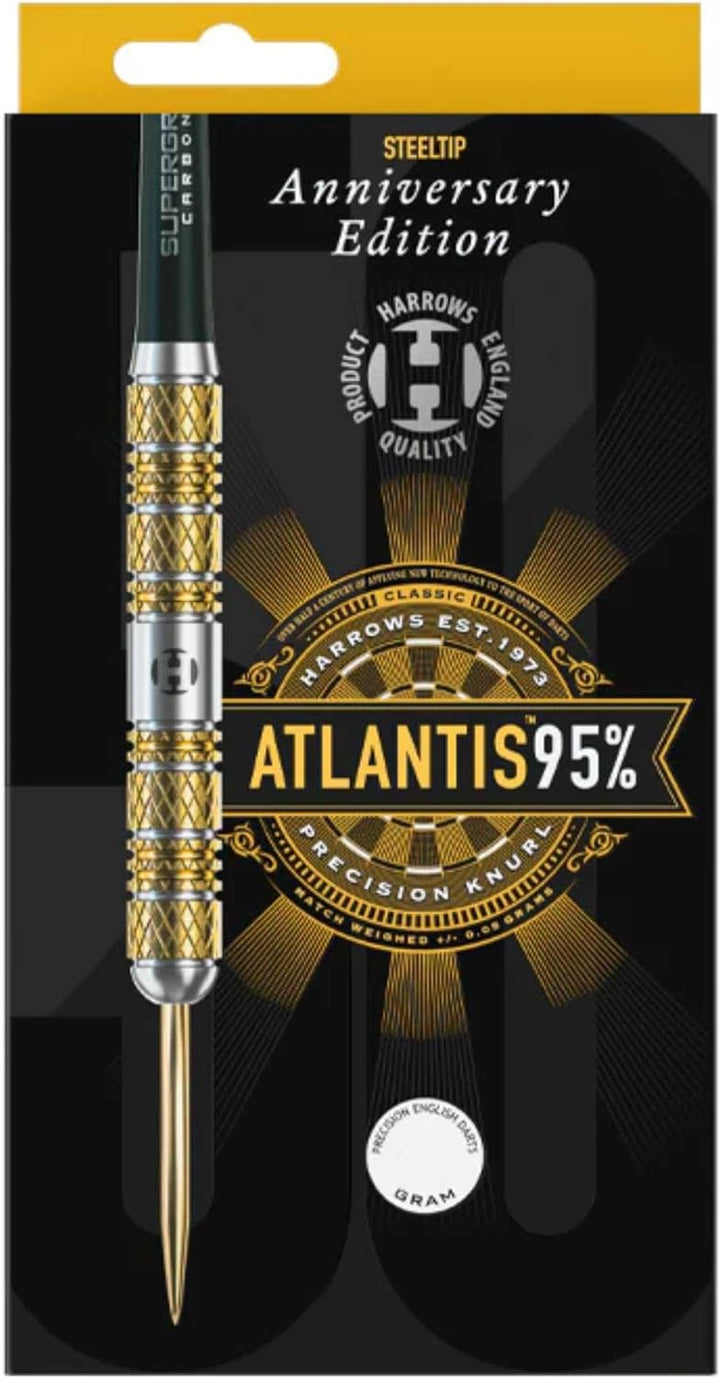 Harrows Steel Darts Atlantis 50 Years Golden Anniversary Edition 95% Tungsten Steeltip Dart Steeldar
