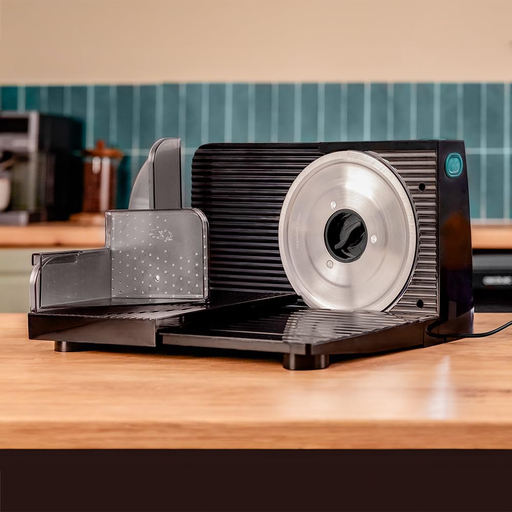 Cecotec Aufschnittmaschine Rock’nCut Shuriken. 150 W, Abnehmbare Scheibe mit 17 cm, Verschiedene Leb