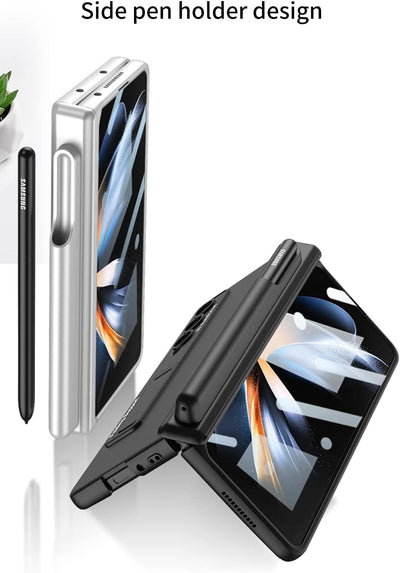 COQUE Samsung Galaxy Z Fold 4 Hülle mit Schutzfolie,Slim Pen Slot Magnetische All-Inclusive Handyhül