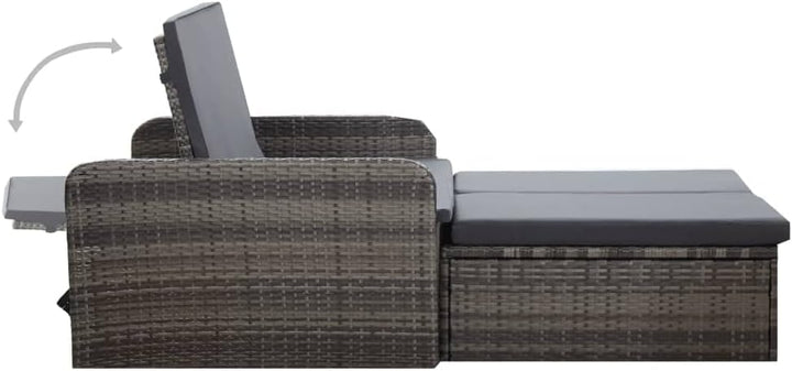 vidaXL Gartenmöbel 2-TLG. mit Auflagen Speicherfunktion Sitzgruppe Lounge Sofa Hocker Gartensofa Gar