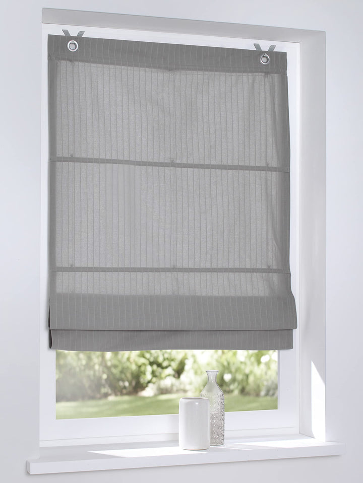 Raffrollo Ösenrollo Verlock gestreift Blickdicht grau Breite 120 x Höhe 140 cm 120 x 140 cm Grau, 12
