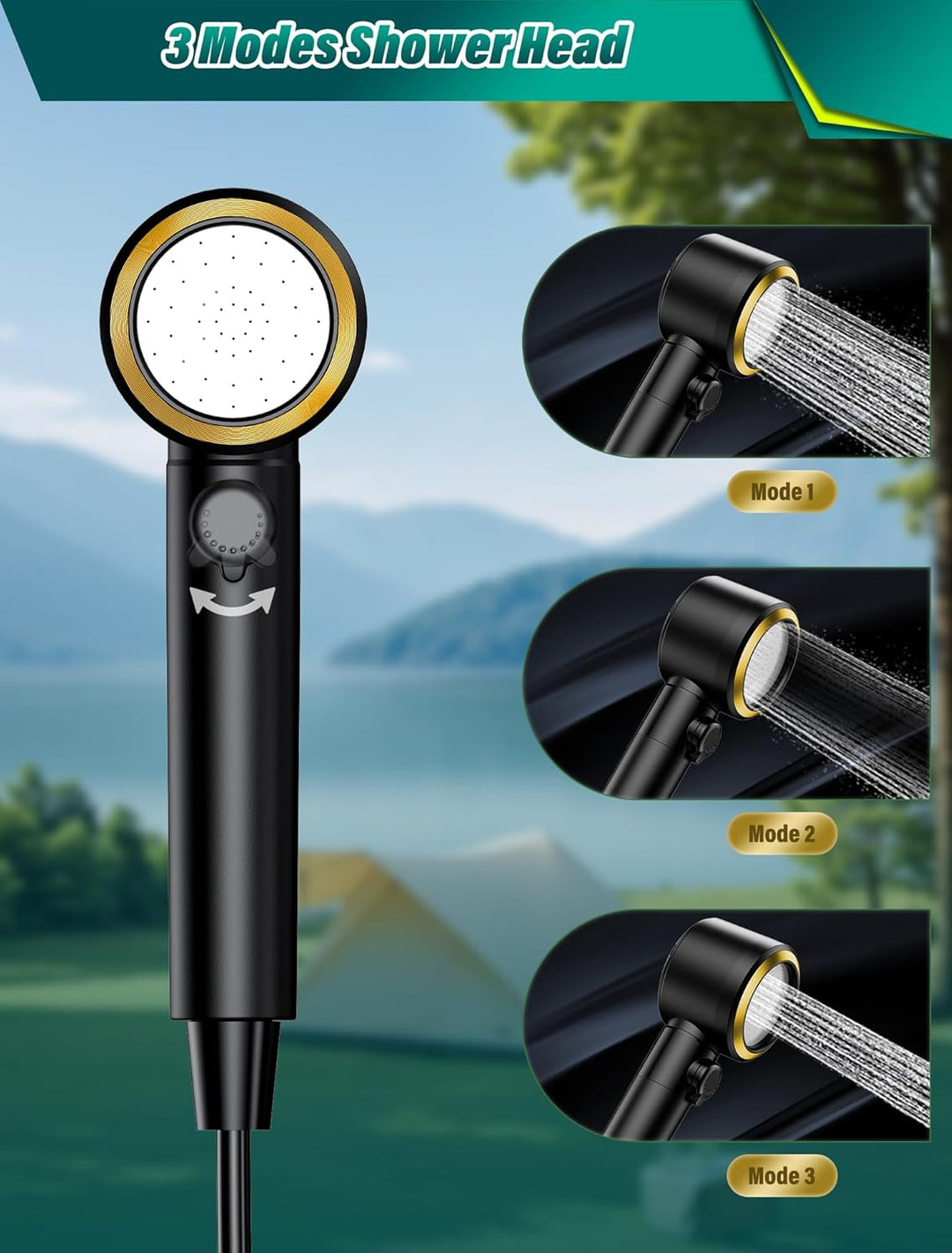 Rsaoty Tragbare Campingdusche, Camping Dusche mit Pumpe, Tragbare Duschen Outdoor, 8000mAh wiederauf