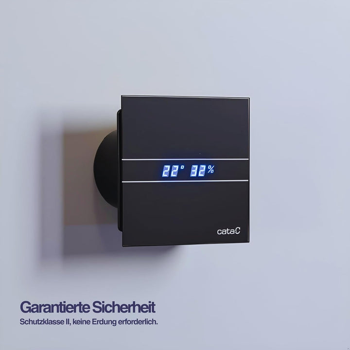 Cata E 100 GTH BK Bad-Abzieher, Timer Hygro, 8 W, Schwarz