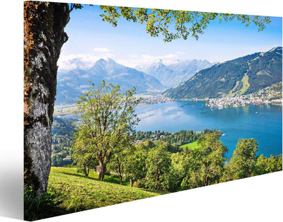 Bild Bilder auf Leinwand Schöne Landschaft mit Alpen und Bergsee in Zell am See, Österreich Wandbild