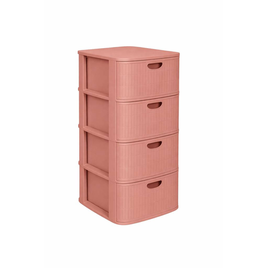 Kreher® XL Rollbarer Schubladenschrank Rollcontainer Nischenschrank aus Kunststoff in Rillen-Optik m