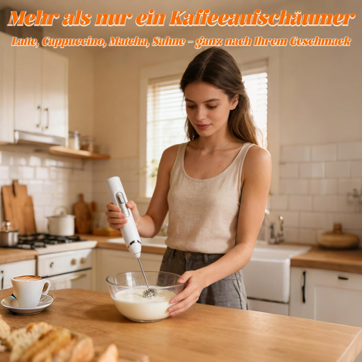 Aohcae Milchaufschäumer Stab, USB Handheld Milchaufschäumer Wiederaufladbar, 3 Gang Aufschäumer mit