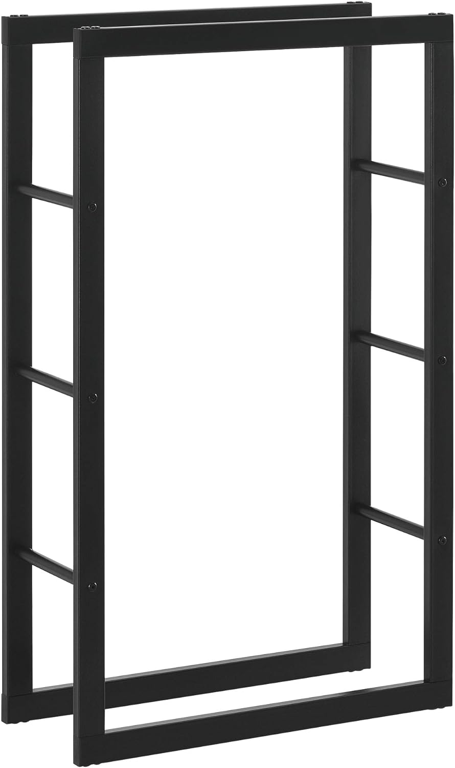[en.casa] Kaminholzregal 60x100x25cm Brennholzregal Feuerholzregal Holzhalter Schwarz 60 x 100 x 25
