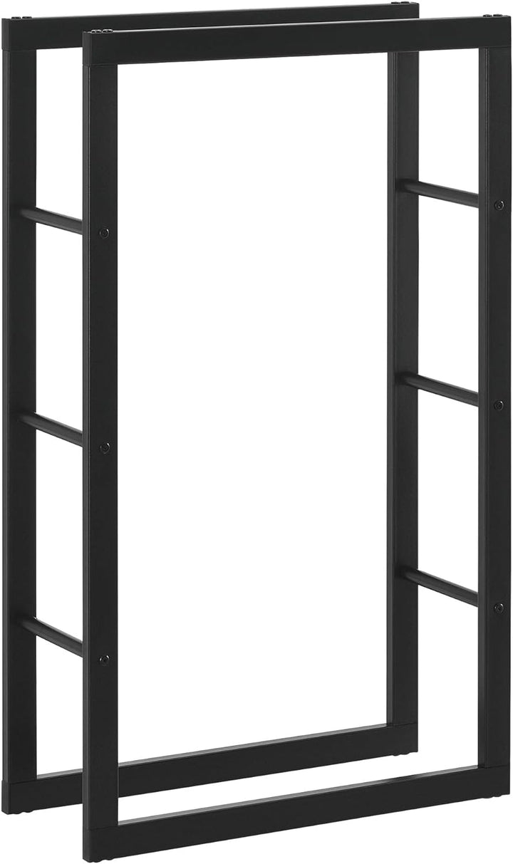 [en.casa] Kaminholzregal 60x100x25cm Brennholzregal Feuerholzregal Holzhalter Schwarz 60 x 100 x 25