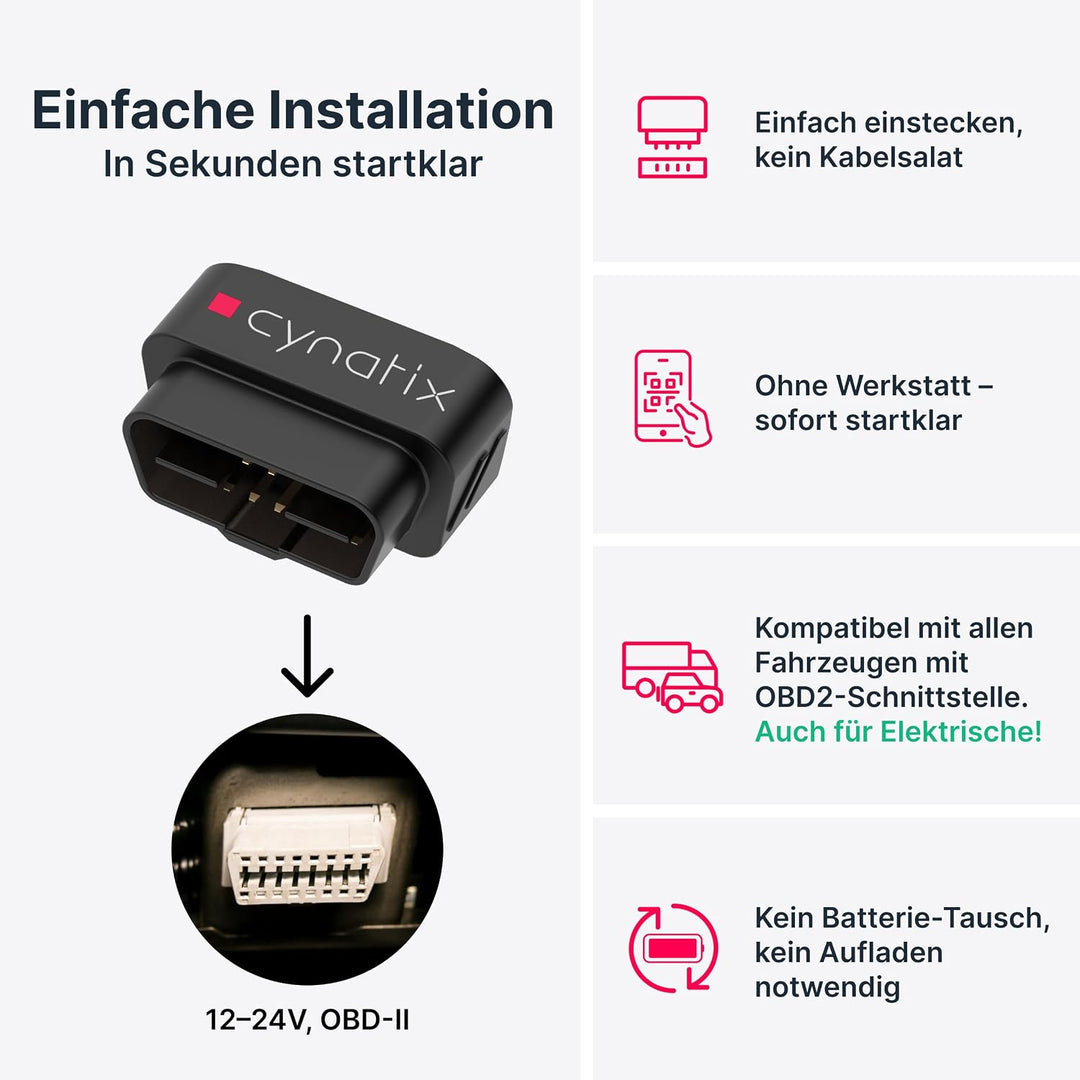 Cynatix GPS Tracker 1-Jahres-Komplettpaket ohne ABO für Auto, LKW, Transporter, Wohnmobil mit Echtze