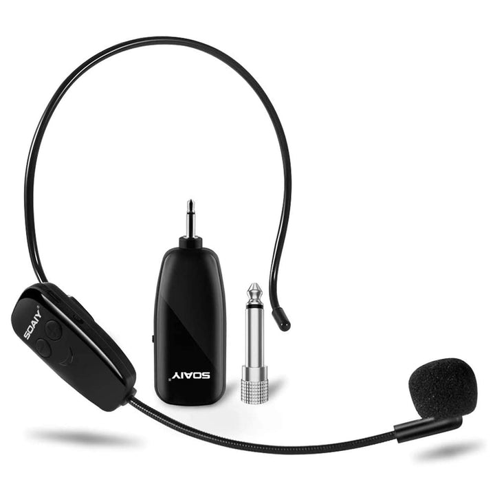 2in1 UHF drahtlos Headset Mikrofon wiederaufladbar 50M 6,35mm& 3,5mm Stecker kabellos Mikrofon für S