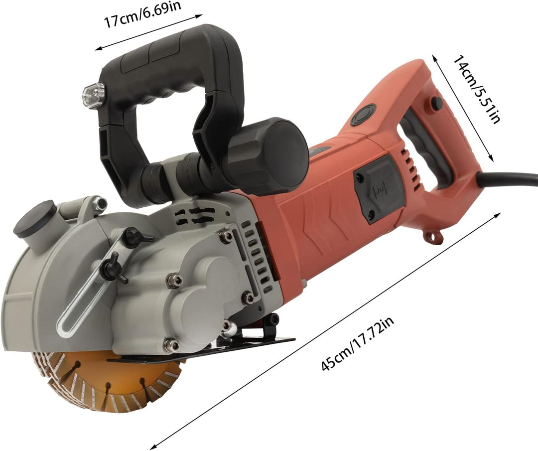 4800W Mauernutfräse Elektrische Schlitzfräse Mauerfrase mit Leckage-Schutz, 6200 U/min Wandfräse Mau