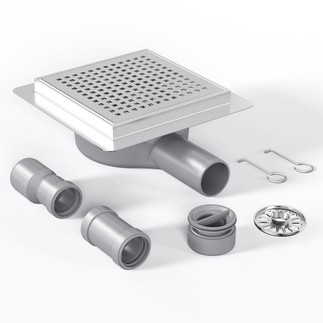 Neodrain Bodenablauf Dusche Edelstahl Duschrinne mit 360° Siphon, Geruchsverschluss, Haarsieb und 2