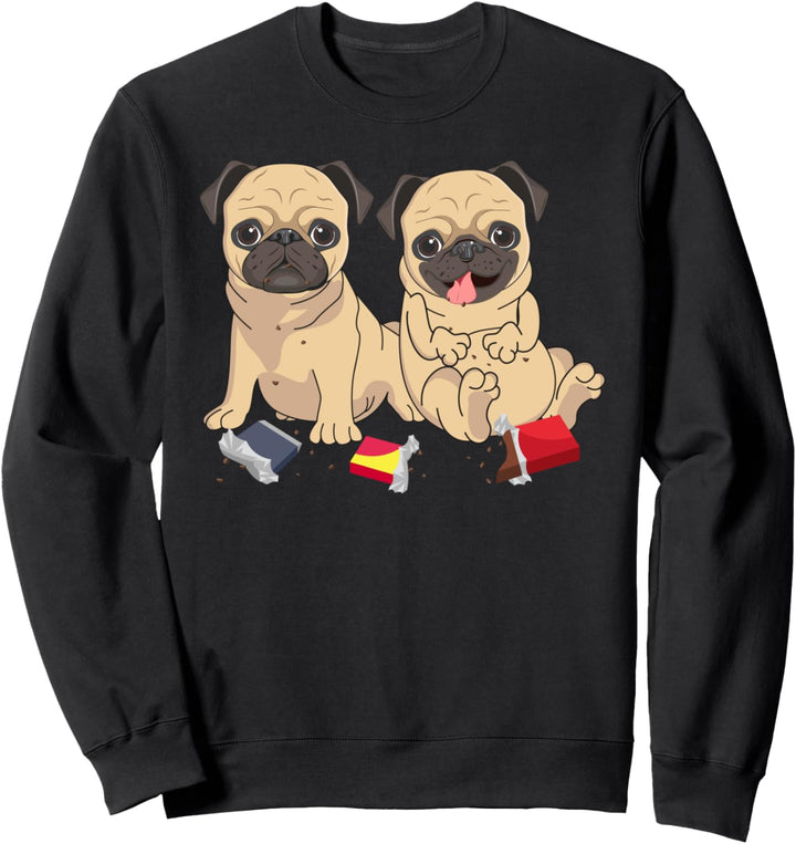 Lustiger Mops Hund Welpe isst die Schokolade, Geschenk Sweatshirt